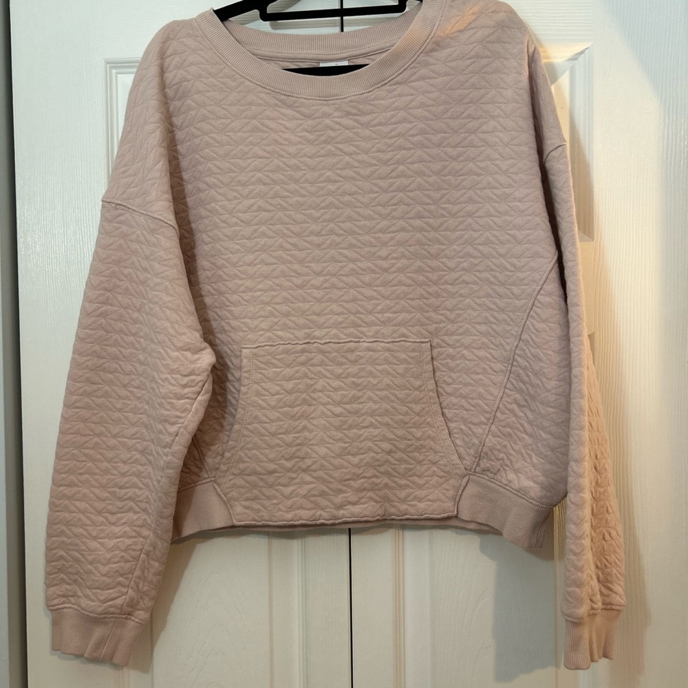 All In Motion Quilted Crewneck Sweatshirt Blush Pink Kangaroo Pocket M - Picture 4 of 6